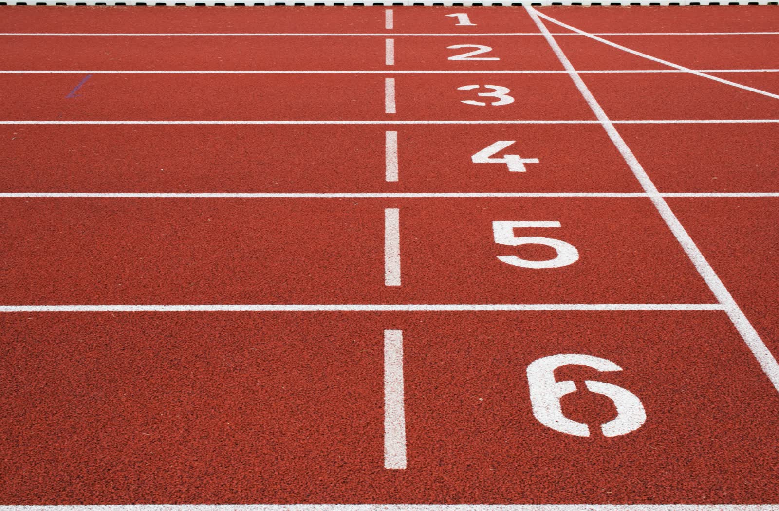 Lane markings and numbers on an outdoor running track